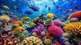 Fototapeta Do akwarium - underwater view has a Beautiful colorful coral 