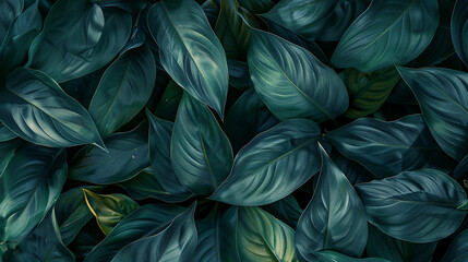 Canvas Print - abstract dark green leaves
