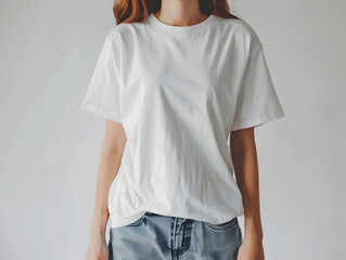 Wall Mural - White female t-shirt mockup