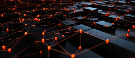 Futuristic Network Grid with Geometric Shapes