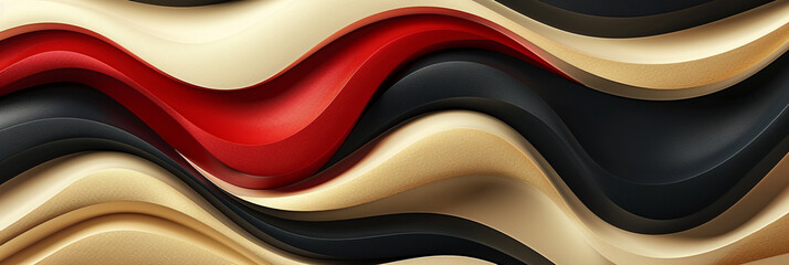 Gold red and black abstract geometric shapes in modern design