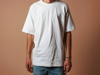 Wall Mural - White male t-shirt mockup