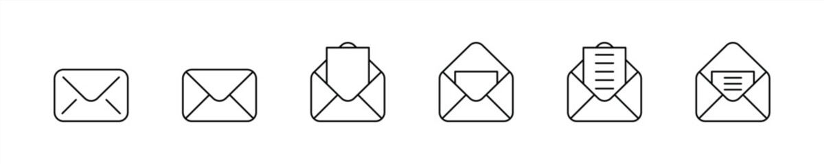 set of mail icon thin line style. envelope, message, email icon. vector illustration
