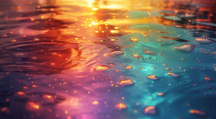 Poster - Rainbow color on water. Generative AI.
