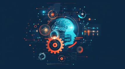 Wall Mural - illustrate the essence of innovation with a dynamic stock photo showcasing vector flat illustrations