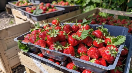 Poster - Fresh homegrown strawberries available for consumption