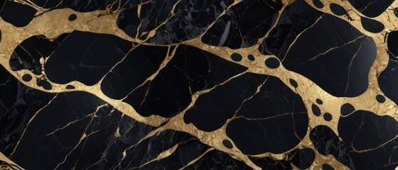 Wall Mural - A black and gold marble texture background with swirling patterns