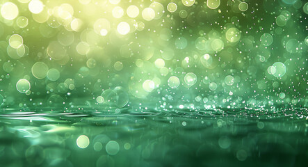 Poster - Immersed in a divine gradient of shimmering green background. Generative AI.