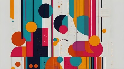 Wall Mural - Minimal abstract shapes wallpaper with vibrant colors Generative AI 