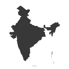 Poster - Vector isolated simplified illustration icon with black silhouette of India map. White background