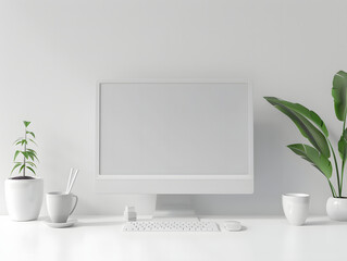 3D blank computer screen mockup 