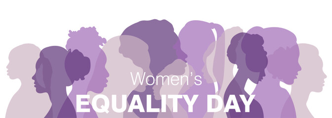 Wall Mural - Women's Equality Day banner.Vector illustration with silhouettes of women.