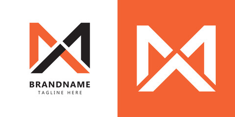 abstract initial letter ma and am logo. shape cutout style isolated on double background. usable for