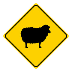 Wall Mural - traffic signs on the road Warning: Be careful of sheep.