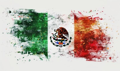 Wall Mural - Abstract grunge watercolor painted flag of Mexico. Template for national holiday background.