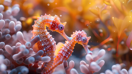 seahorses on beautiful coral reefs