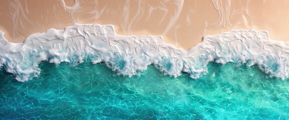 Canvas Print - Soft Waves Of Blue Ocean Gently Kiss The Sandy Beach, Creating A Rhythm Of Calm And Tranquility