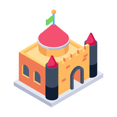 Canvas Print - Grab this isometric icon of a bouncing castle 

