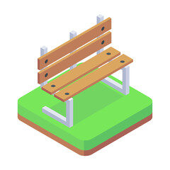 Wall Mural - An isometric style icon of a park bench 

