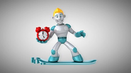 Wall Mural - Robot surfing - 3D Animation