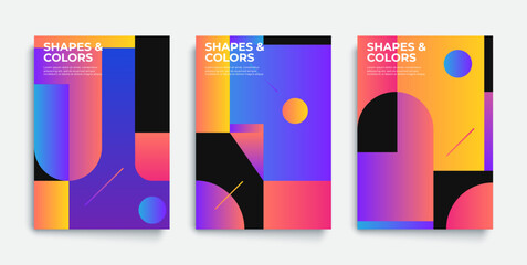 Poster - Retro geometric covers with modern gradients. Eps10 vector.