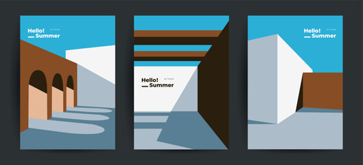 Poster - Minimalist Architecture posters set. Vector illustration.