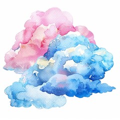 Wall Mural - watercolor of a cloud clipart isolated on white background.