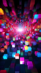 Wall Mural - Abstract glowing cube grid