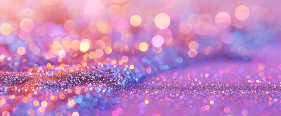 Canvas Print - A Pink And Golden Glitter Bokeh Background Banner Shines With Festive Joy And Glamorous Sparkle