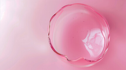 Wall Mural - Circle shape in glass effect on pink color background for product presentation.