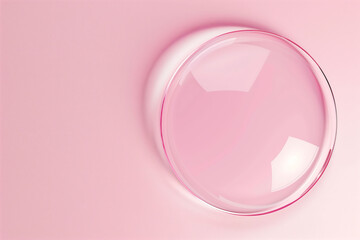 Wall Mural - Circle shape in glass effect on pink color background for product presentation.