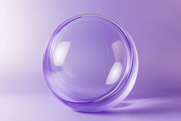 Wall Mural - Circle shape in glass effect on purple color background for product presentation.