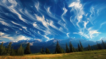 Sticker - Nature s artwork of cloud painted sky a backdrop of azure beauty