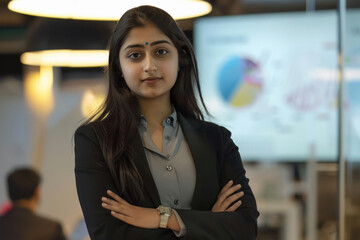 Wall Mural - close up of young indian businesswoman