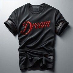 Poster - 3D design of a black T-shirt with a dream written on it