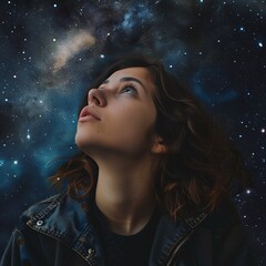 Wall Mural - Celestial Starry Sky Portrait, capturing the beauty of a starry night sky, hyperrealistic 4K photo.