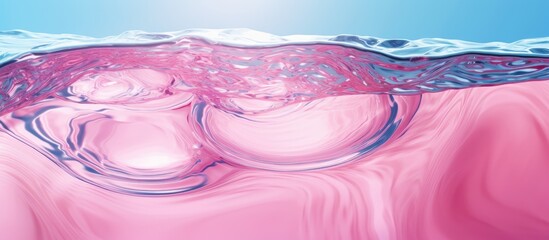 Aufkleber - Abstract summer background with a top view of pink ripples in transparent water The clear surface reflects sunlight creating a circle wave pattern Perfect for showcasing products with a free space im