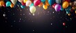 © HN Works - A colorful top view image displaying round shaped festive air balloons confetti and a celebratory ambience Perfect for a birthday party backdrop. Creative banner. Copyspace image