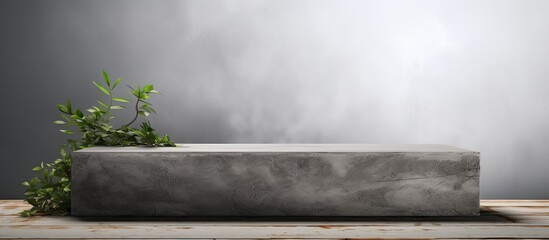 Aufkleber - A podium made of gray cement acts as the background for showcasing products It features a stand with a gray concrete stone backdrop providing copy space for displaying product presentation mock ups t