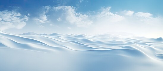Poster - A stunning winter backdrop showcasing a snow covered ground with a natural snow texture adorned with wind formed patterns on the snow surface Perfect for creative projects with copy space image