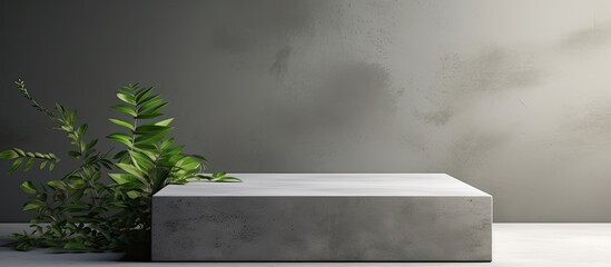 Aufkleber - A podium made of gray cement acts as the background for showcasing products It features a stand with a gray concrete stone backdrop providing copy space for displaying product presentation mock ups t