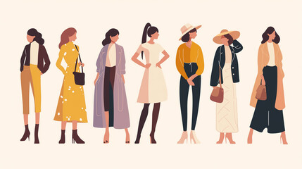 Wall Mural - fashion girls minimalist illustration