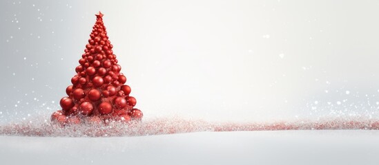 Aufkleber - A red beaded Christmas tree on a white textured background perfect for adding your own message Copy space image for cards greetings and invitations