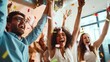 © Natalia - Joyful group of friends celebrating with confetti at a party indoors