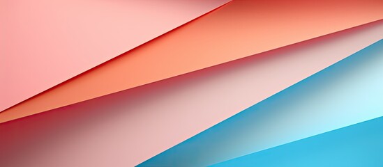 Leinwandbilder - Minimal geometric shapes and lines in various pastel colors create an abstract colored paper texture background providing ample copy space for an image
