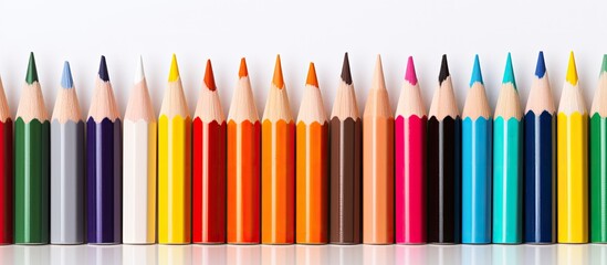 Aufkleber - An image of vibrant wooden pencils that can be used for drawing on a blank white surface The picture provides ample space for displaying creative artwork