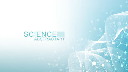 Wall Mural - modern abstract molecules structure for science or medical background. dna helix or atom visualizati