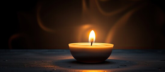 Leinwandbilder - A serene nocturnal image with flickering candlelight symbolizing religious devotion and providing a peaceful ambiance Offers copy space for text on a dark background