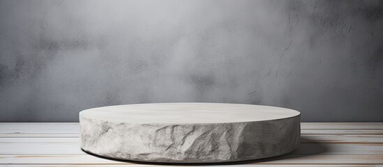 Aufkleber - A podium made of gray cement acts as the background for showcasing products It features a stand with a gray concrete stone backdrop providing copy space for displaying product presentation mock ups t