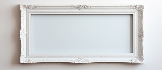 Poster - A mockup picture frame made of white wooden material arranged in a horizontal orientation with decorative elements around it providing copy space for an image